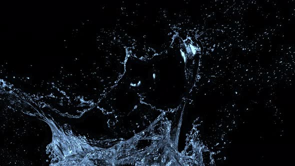 Super Slow Motion Shot of Water Splash at 1000Fps Isolated on Black Background alt