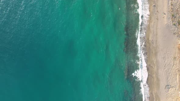 Blue texture of the sea aerial view 4 K Turkey Alanya