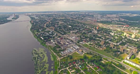 4K - Aerial view of a cityscape