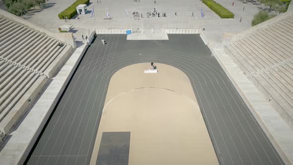 Aerial view of the Panathenaic Stadium also known as Kallimarmaro in Athens.