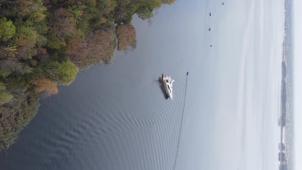 Vertical Video Aerial View of the Dnipro River  the Main River of Ukraine