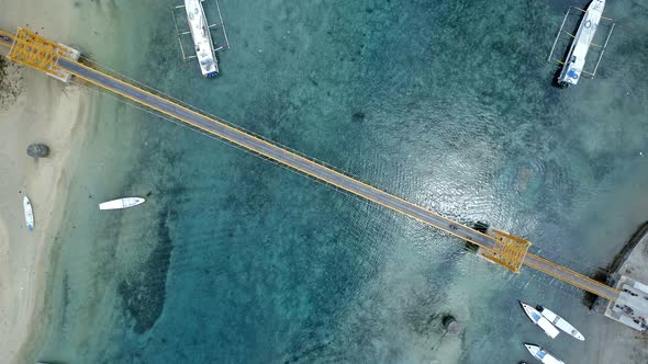 Bird's Eye View of Yellow Bridge Connecting Nusa Lembongan and Cennigan Islands