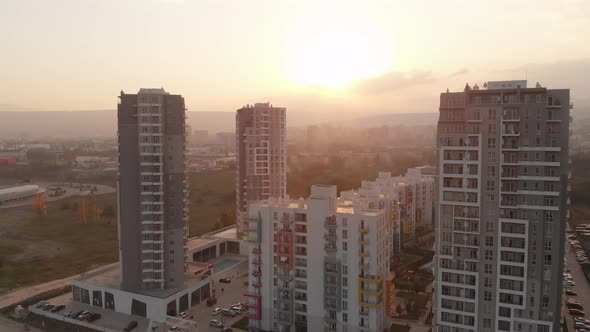 Beautiful Apartment Buildings Complex With Sunset (Dlog)