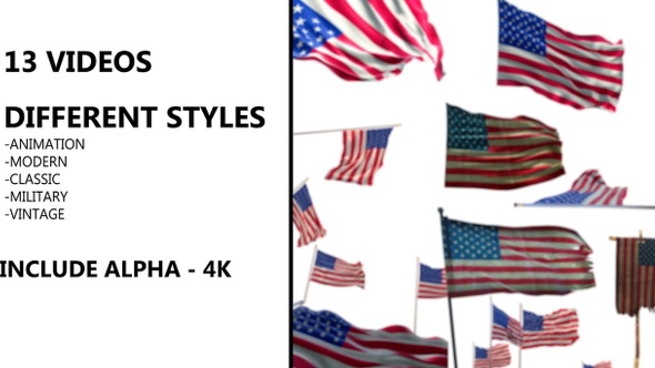 American Flag 4K With Alpha