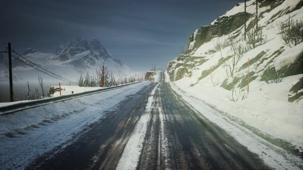 Winter Road on Lofoten Islands