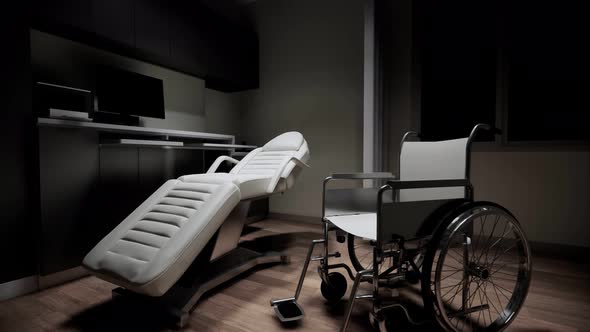 3D Rendering interior .Isolated empty bed in hospital,