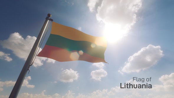 Lithuania Flag on a Flagpole V2