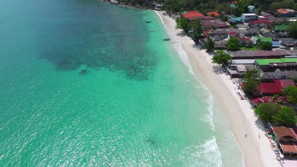 Aerial View of Haad Rin Beach or Hat Rin in Ko Pha Ngan Thailand