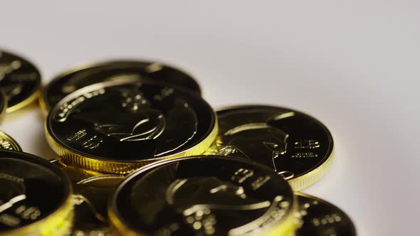 Rotating shot of Titan Bitcoins (digital cryptocurrency) - BITCOIN TITAN 