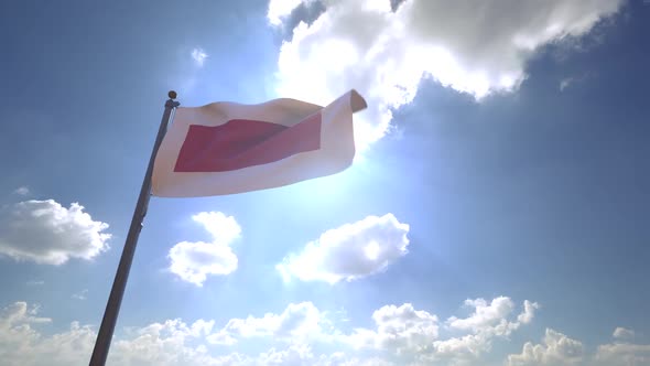 Ras Al Khaimah and Sharjah Flag on a Flagpole V4