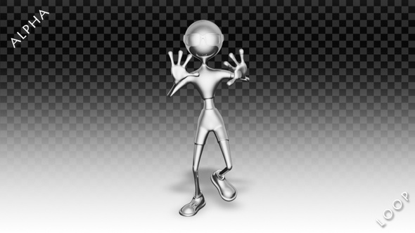 3D Silver Man - Cartoon Break Dance