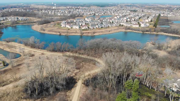 Flight Over the Fabulous Park in the State of Illinois USA. Park Areas in the United States. Fall or