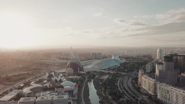 Top View of Valencia Aquarium Spain at Sunset