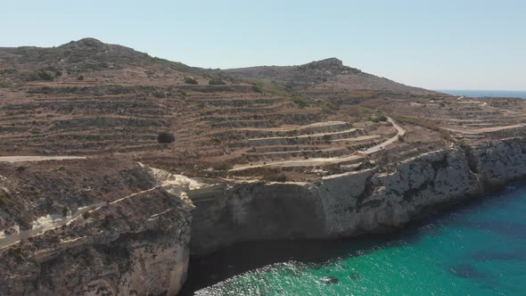 Aerial drone video from western Malta, Mgarr area, Fomm ir-Rih bay.