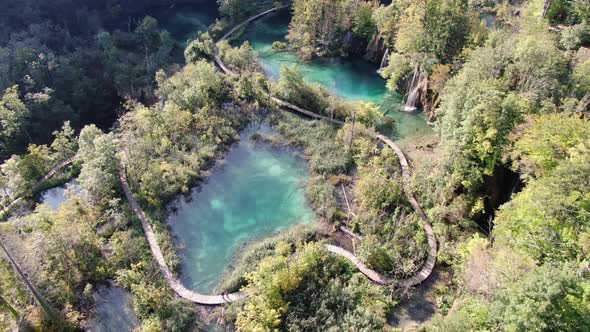 Aerial shot of Plitvice Lakes National Park (Plitvicka jezera) in Croatia,Europe