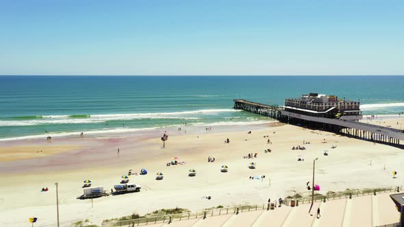 Aerial drone video Daytona Beach FL fishing pier