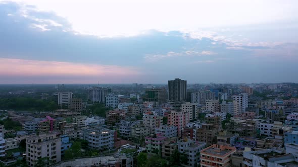 Sylhet City Sunset Bangladesh Aerial Drone Sc01