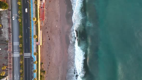 Traffic on the beach aerial view 4 K
