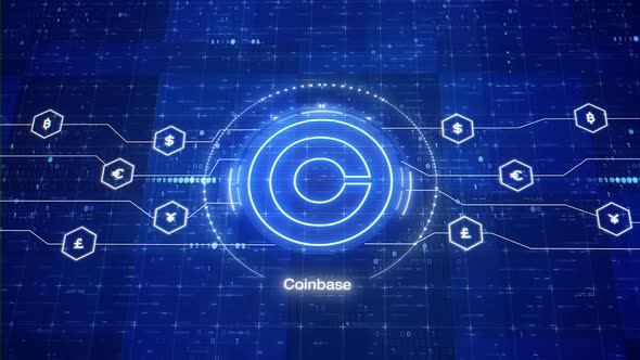 Coinbase animated logo. Coinbase cryptocurrency market animation. Crypto exchange platform