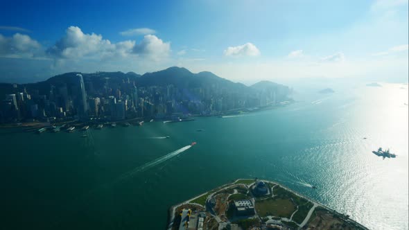 Beautiful building and architecture around Hong kong city skyline