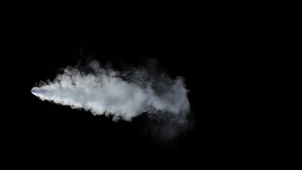 Flow of White Smoke on an Isolated Black Studio Background