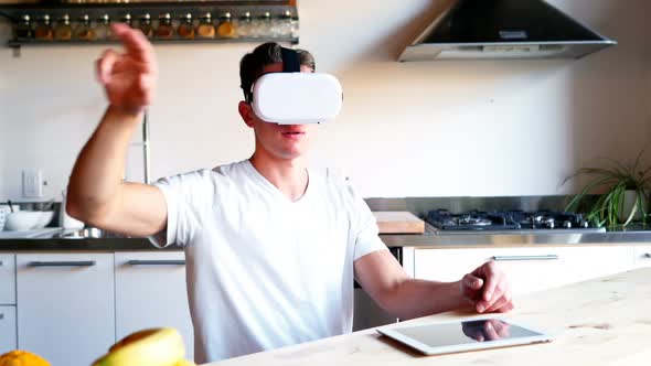 Man using virtual glasses