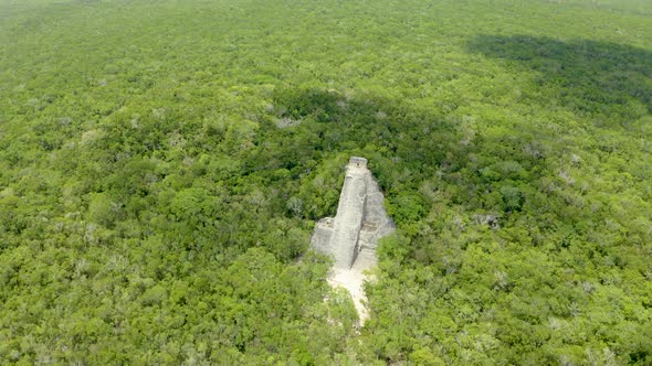 Aerial View of the Mayan Pyramids in the Jungle of Mexico Near Coba