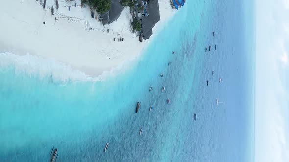 Vertical Video of the Coast of Zanzibar Island Tanzania Slow Motion