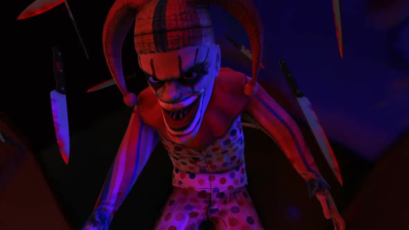 Horror clown running