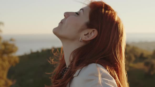 close up of girl smile with red hair