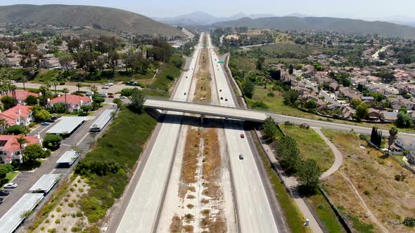 Aerial View of Highway with Vehicle Movement. California, USA. alt