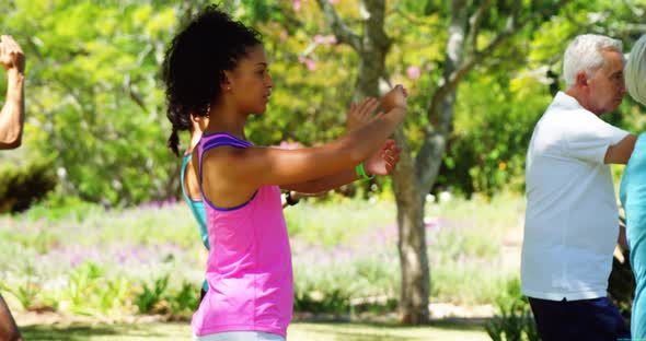 Group of people exercising in the park 4k