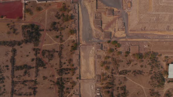 Overhead View of Avenue of Dead in Teotihuacan Complex Mexico