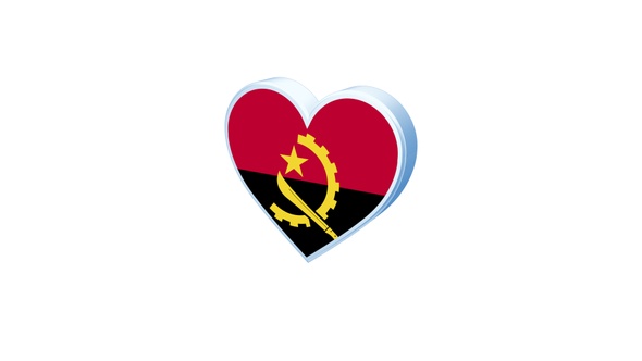 Angola Flag Heart Shape