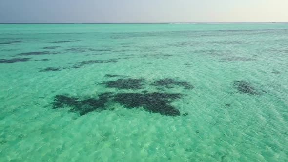 Drone Flying Over The Turquoise Ocean Water In Maldives Indian Ocean