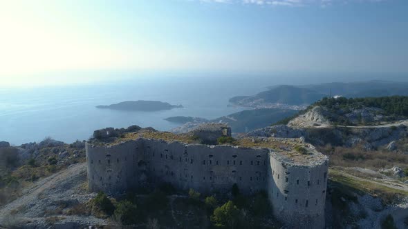 Aerial View of Kosmac Fortress Located on the Budva-Cetinje Road