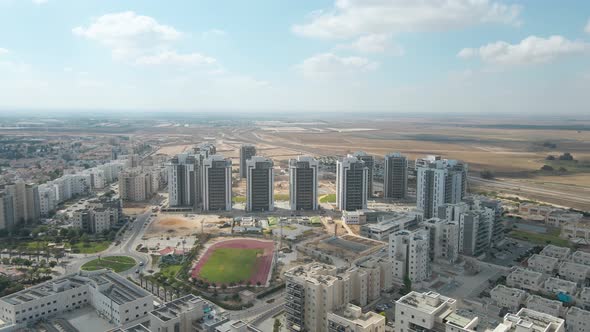 Aerial Shot To Manhattan Project At Netivot City