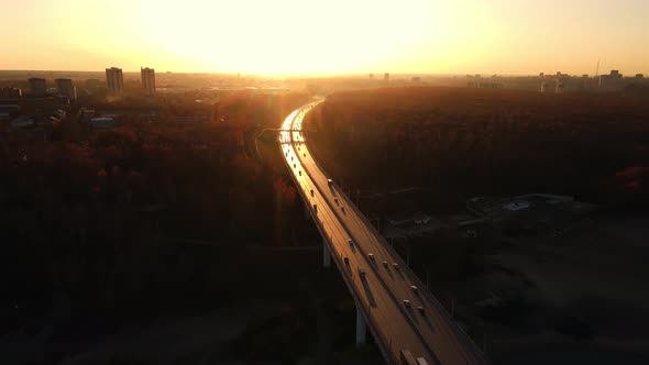 Freeway in the Setting Sun