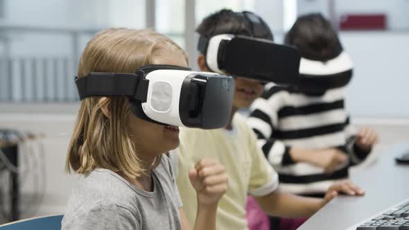 Closeup of Schoolgirl Wearing VR Headset