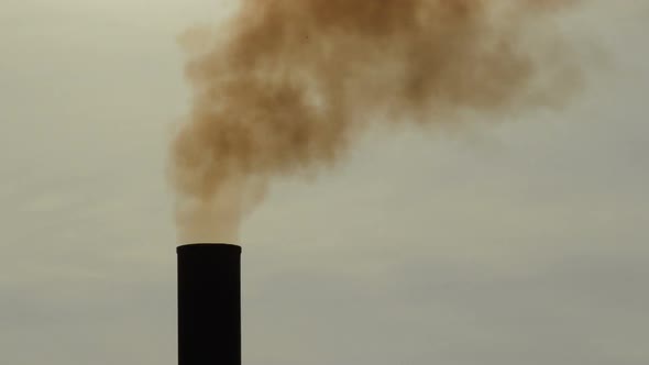 Industrial Chimney Tower Exhaling Pollution Smoke