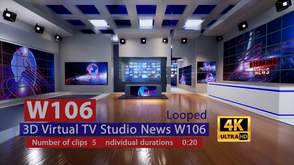 3D Virtual Tv Studio News W106