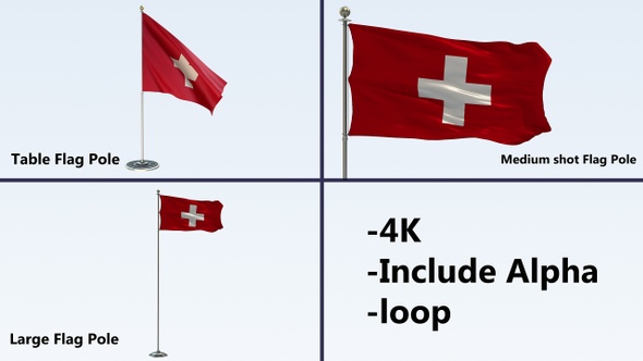 Switzerland Flag Pole Pack 4k-Loop