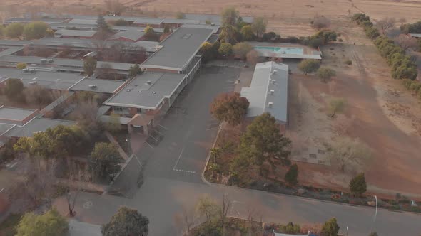 AERIAL shot over a school in south africa during winter
