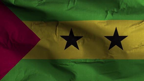 Sao Tome And Principe Flag Textured Waving Background 4K