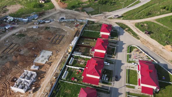 New Modern Cottages in the Suburbs Aerial View