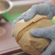 the Chef Shows a Sliced Cooked Sandwich - VideoHive Item for Sale