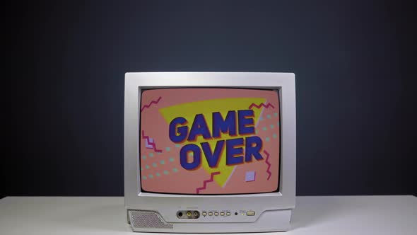 GAME OVER Title on a Tube TV Vintage 90's