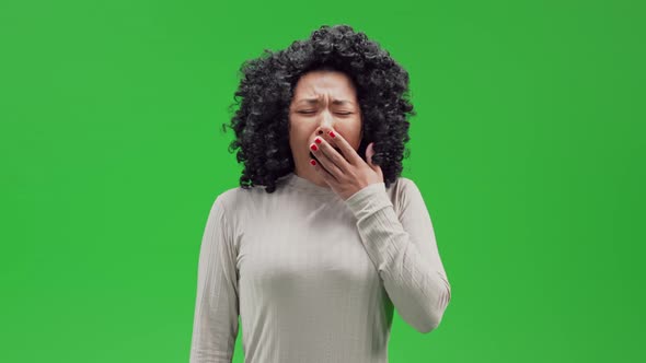 Green Screen Young Female Yawn