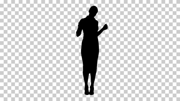 Silhouette business woman dancing, Alpha Channel