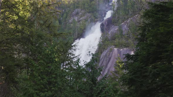 View of Shannon Falls and Water Rushing Down the Canyon